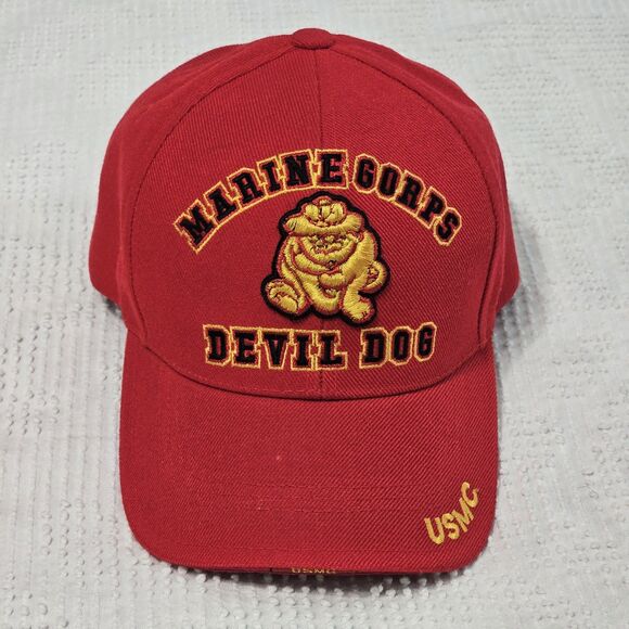 The Devil Dogs  Red Mens Marine Corps Cap One Size Fits All. Very Nice Condition - Picture 1 of 8